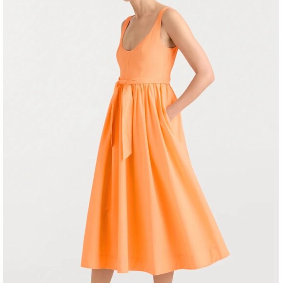 Cinq à Sept 5a7 Kilah Cotton Midi Dress Sz10/12 Marmalade Orange - Picture 7 of 9